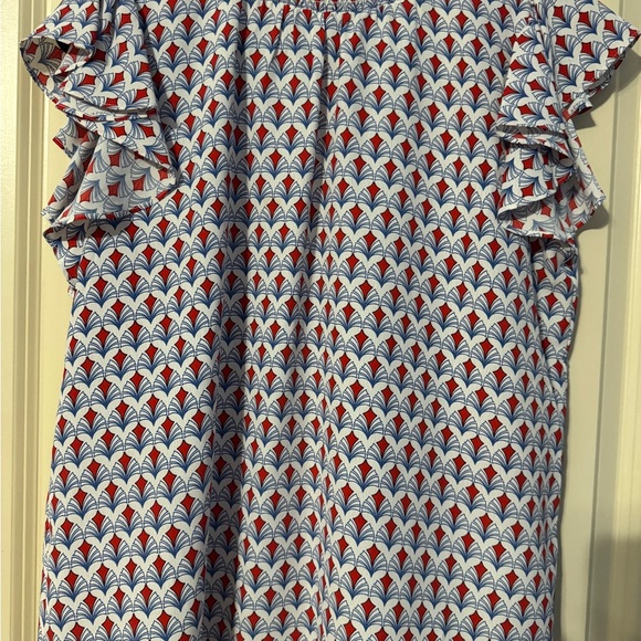 THML Tops - THML Red and Blue Patterned Top